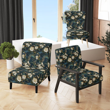 Graceful Floral Essence Of Zen - Upholstered Cottage Accent Chairs
